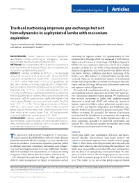 Tracheal Suctioning Improves Gas Exchange but Not Hemodynamics in Asphyxiated Lambs with Meconium Aspiration