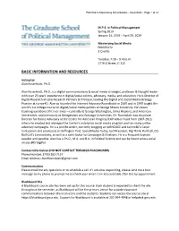 Basic Information and Resources