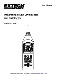 Integrating Sound Level Meter and Datalogger
