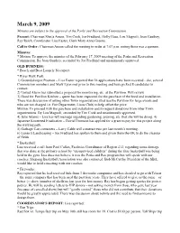 Minutes Are Subject to the Approval of the Parks and Recreation Commission