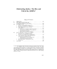 Obstructing Justice: the Rise and Fall of the AEDPA*