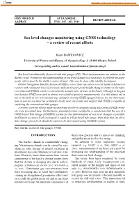 Sea Level Changes Monitoring Using GNSS Technology – a Review of Recent Efforts
