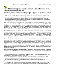The Clan Ewing of Loch Lomond – an Alternate View1 John D