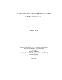 TRANSCRIPTION REGULATION of the CLASS IV ALCOHOL DEHYDROGENASE 7 (ADH7) Sowmya Jairam Submitted to the Faculty of the University
