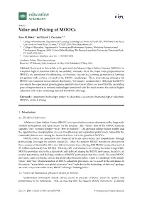 Value and Pricing of Moocs