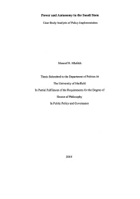 Power and Autonomy in the Saudi State