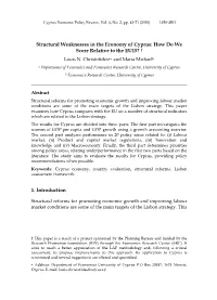 Structural Weaknesses in the Economy of Cyprus: How Do We Score Relative to the EU15? † 1. Introduction