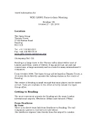 W3C QAWG Face-To-Face Meeting Location Getting to Reading