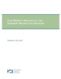 Cost-Benefit Analysis of the Summary Prospectus Proposal (Pdf