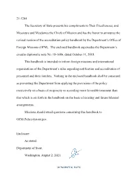 Diplomatic Note 21-1264: Accreditation Policy Handbook