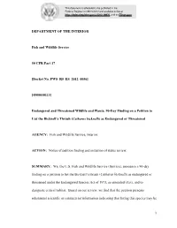 Docket No. FWS–R5–ES–2012–0056]