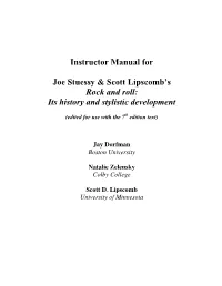 Instructor Manual for Joe Stuessy & Scott Lipscomb's Rock and Roll