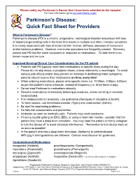 Quick Fact Sheet for Providers