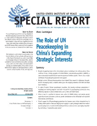 The Role of UN Peacekeeping in China's Expanding Strategic Interests