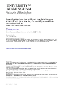 University of Birmingham Investigation Into the Ability of Langbeinite