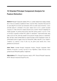 10 Oriented Principal Component Analysis for Feature Extraction