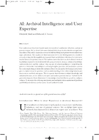 AI: Archival Intelligence and User Expertise