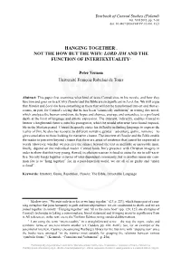 Hanging Together1. Not the How but the Why: Lord Jim and the Function of Intertextuality2