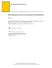 Miscellaneous Notes on Pollination and Pollinators