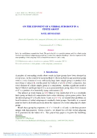 On the Exponent of a Verbal Subgroup in a Finite Group