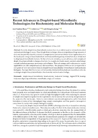 Recent Advances in Droplet-Based Microfluidic Technologies