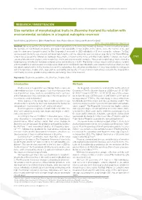 Size Variation of Morphological Traits in Bosmina Freyi and Its Relation with Environmental Variables in a Tropical Eutrophic Reservoir
