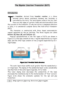The Bipolar Junction Transistor (BJT)
