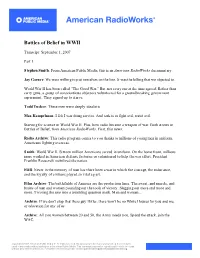 Transcript: Battles of Belief in WWII