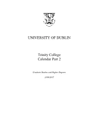UNIVERSITY of DUBLIN Trinity College Calendar Part 2