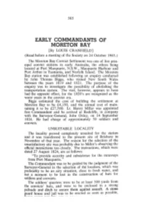 Early Commandants of Moreton