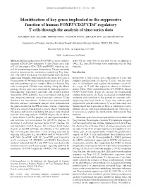 Identification of Key Genes Implicated in the Suppressive Function of Human FOXP3+CD25+CD4+ Regulatory T Cells Through the Analysis of Time‑Series Data