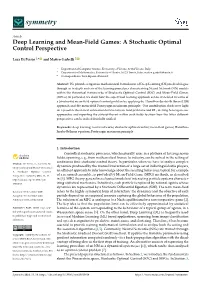 Deep Learning and Mean-Field Games: a Stochastic Optimal Control Perspective