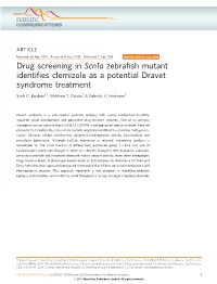 Drug Screening in Scn1a Zebrafish Mutant Identifies Clemizole As A