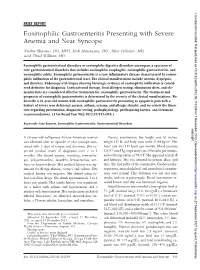 Eosinophilic Gastroenteritis Presenting with Severe Anemia and Near Syncope