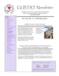 GLBTRT Newsletter