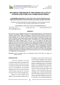 INFLUENCE COMPARISON of PRECURSORS on Lifepo4/C CATHODE STRUCTURE for LITHIUM ION BATTERIES
