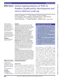 Initial Implementation of Prep in Zambia: Health Policy Development and Service Delivery Scale-­Up