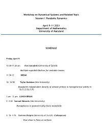 Parabolic Dynamics April 9-11 2021 Department of Mathematics Universi