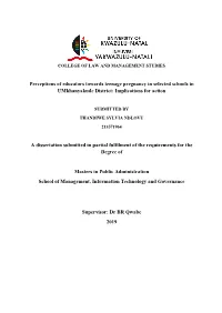 Perceptions of Educators Towards Teenage Pregnancy in Selected Schools in Umkhanyakude District: Implications for Action