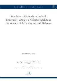 Simulation of Attitude and Orbital Disturbances Acting on ASPECT Satellite in the Vicinity of the Binary Asteroid Didymos