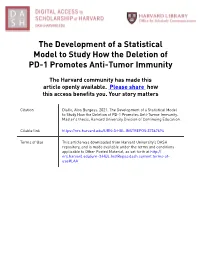 The Development of a Statistical Model to Study How the Deletion of PD-1 Promotes Anti-Tumor Immunity