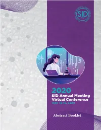 Abstract Booklet Thank You to Those Who Submitted Abstracts to the SID 2020 Annual Meeting