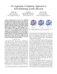 An Aggregate Computing Approach to Self-Stabilizing Leader Election