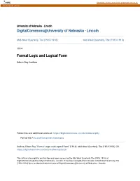 Formal Logic and Logical Form