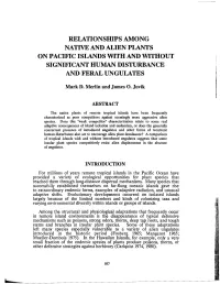 Relationships Among Native and Alien Plants on Pacific Islands with and Without Significant Human Disturbance and Feral Ungulates