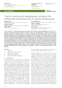 Tannic Acid-Based Prepolymer Systems for Enhanced Intumescence in Epoxy Thermosets