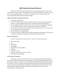 UVM Taekwondo Student Manual