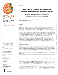 From Static to Temporal Network Theory: Applications to Functional Brain Connectivity