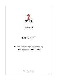 Guide to Sound Recordings Collected by Ian Bryson, 1995-1996