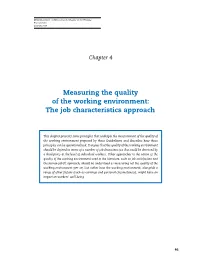 Measuring the Quality of the Working Environment: the Job Characteristics Approach